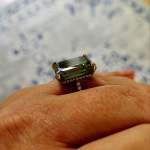 HUGE 18 X 13 MM EMERALD MOISSANITE RING!